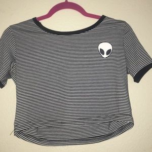Cute alien striped cropped Top